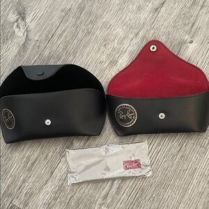 Ray-Ban Black used Cases with 1black & 1Red Interior & NEW cleaning cloth